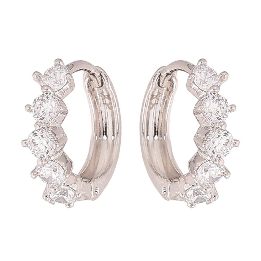 Сережки Xuping колір Родій колечка "Візерунок з кристалами" фото №1