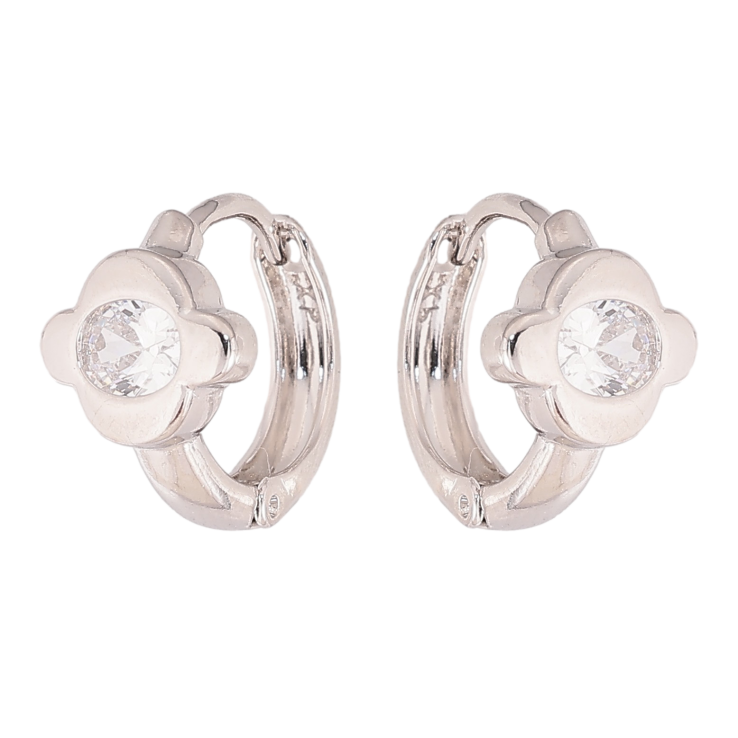 Сережки Xuping колір Родій колечка "Квітка з кристалами" фото №9