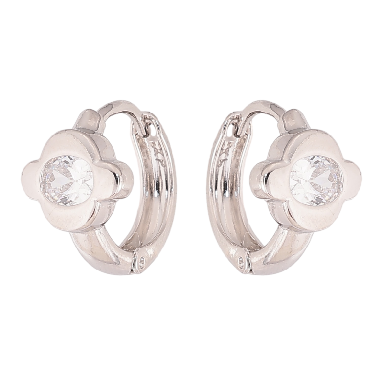 Сережки Xuping колір Родій колечка "Квітка з кристалами" фото №1