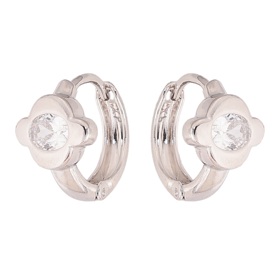 Сережки Xuping колір Родій колечка "Квітка з кристалами" фото №1