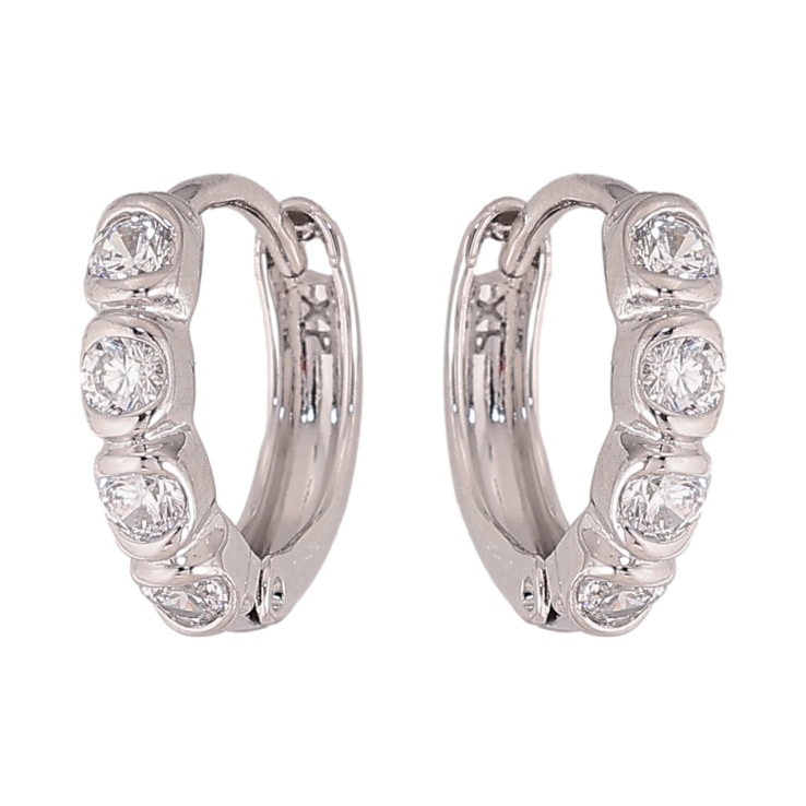 Сережки Xuping колір Родій колечка "Візерунок з кристалами" фото №3