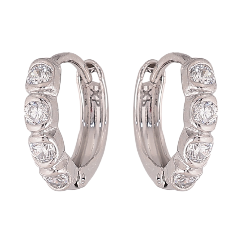 Сережки Xuping колір Родій колечка "Візерунок з кристалами" фото №1