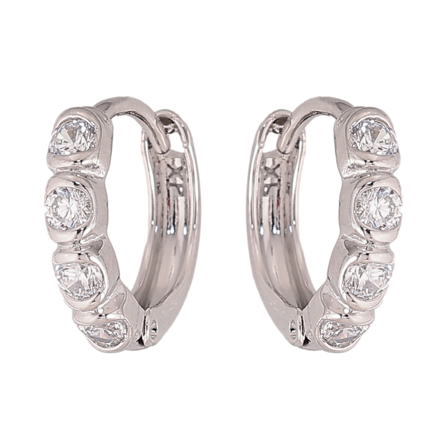 Сережки Xuping колір Родій колечка "Візерунок з кристалами" фото №1