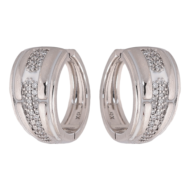 Серьги Xuping цвет Родий колечки "Узор с кристаллами" фото №2