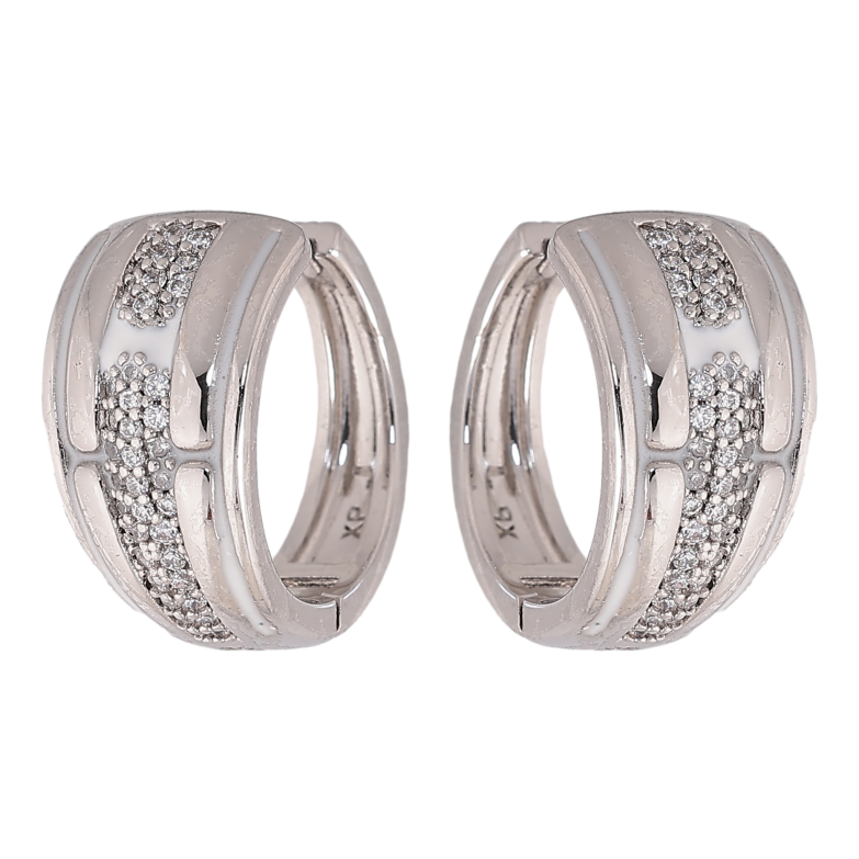 Серьги Xuping цвет Родий колечки "Узор с кристаллами" фото №1
