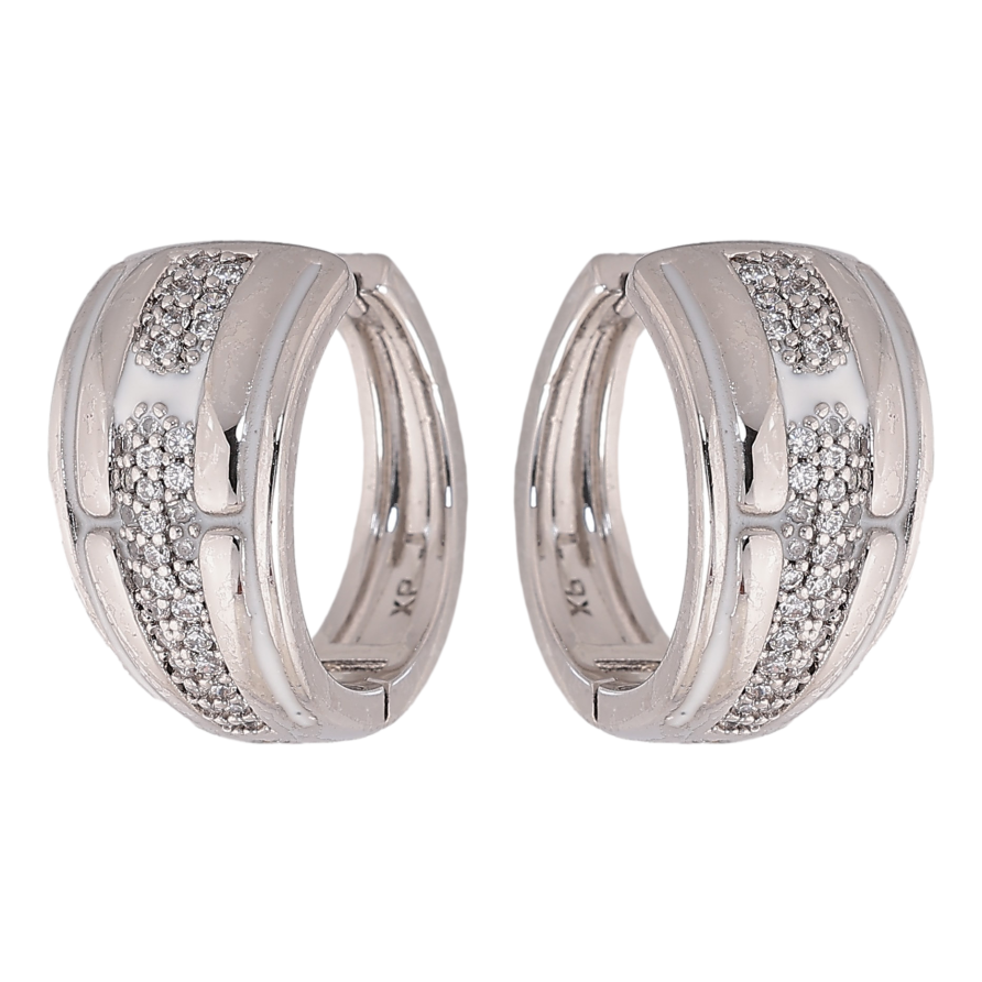 Серьги Xuping цвет Родий колечки "Узор с кристаллами" фото №1
