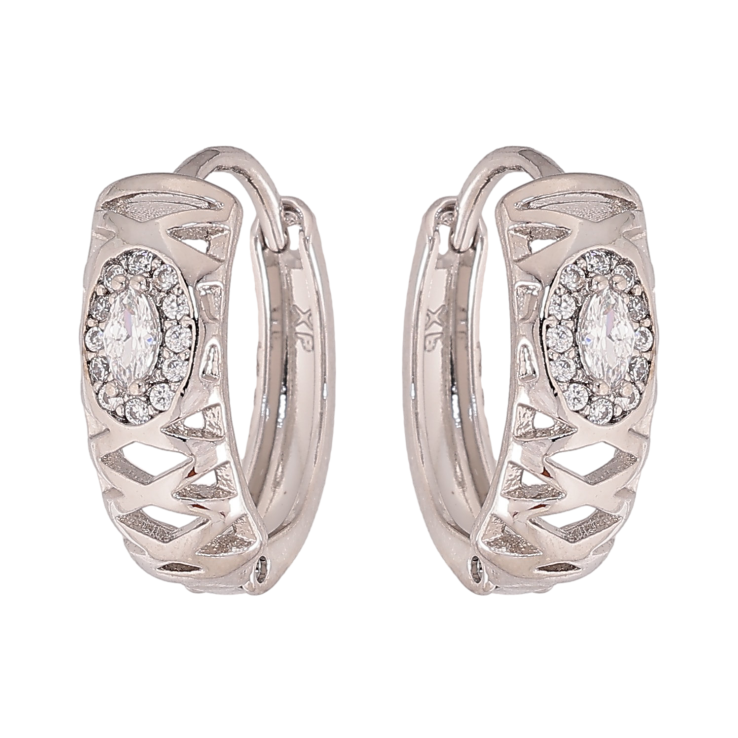 Сережки Xuping колір Родій колечка "Візерунок з кристалами" фото №19