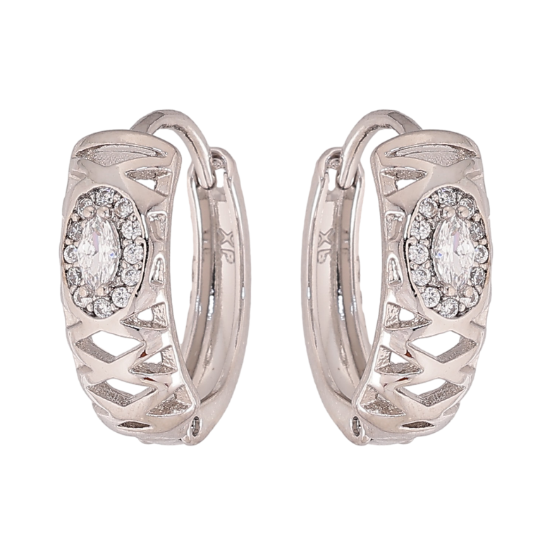 Серьги Xuping цвет Родий колечки "Узор с кристаллами" фото №2