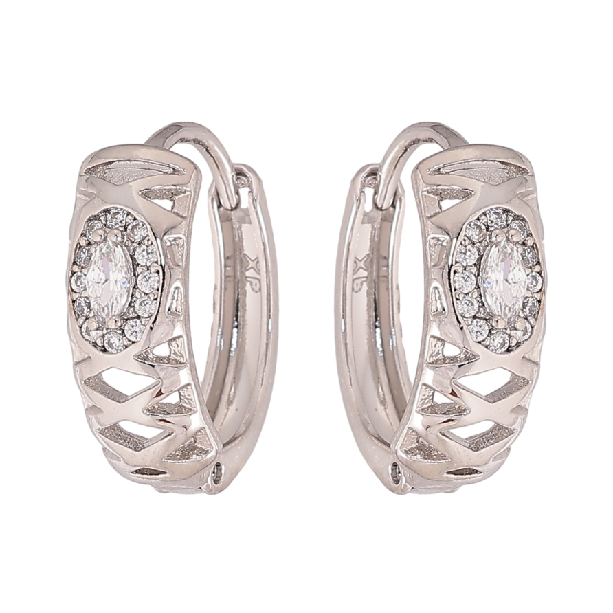 Сережки Xuping колір Родій колечка "Візерунок з кристалами" фото №1