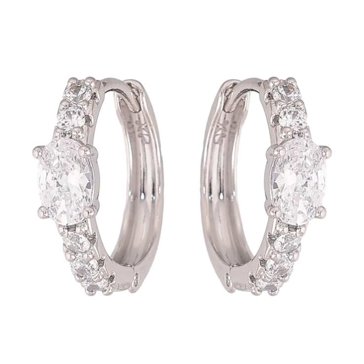 Сережки Xuping колір Родій колечка "Візерунок з кристалами" фото №17