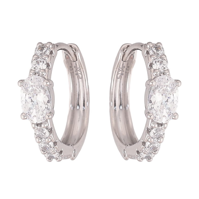 Серьги Xuping цвет Родий колечки "Узор с кристаллами" фото №2