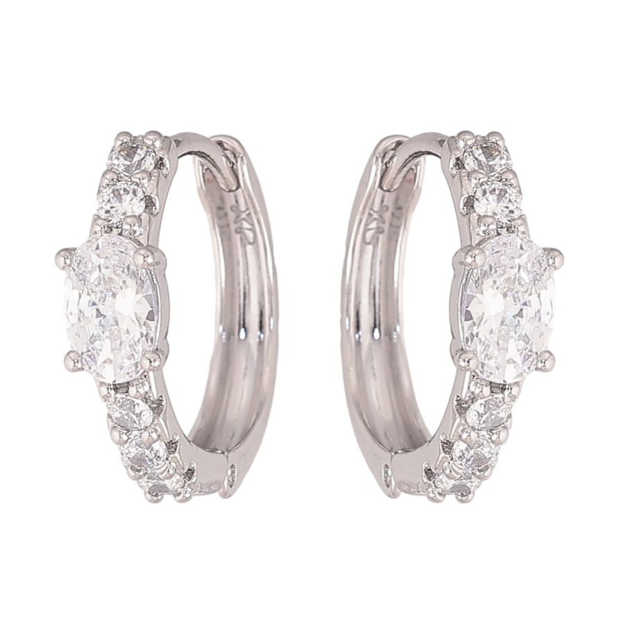 Сережки Xuping колір Родій колечка "Візерунок з кристалами" фото №1