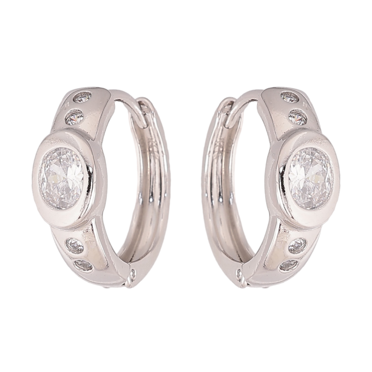 Сережки Xuping колір Родій колечка "Візерунок з кристалами" фото №15