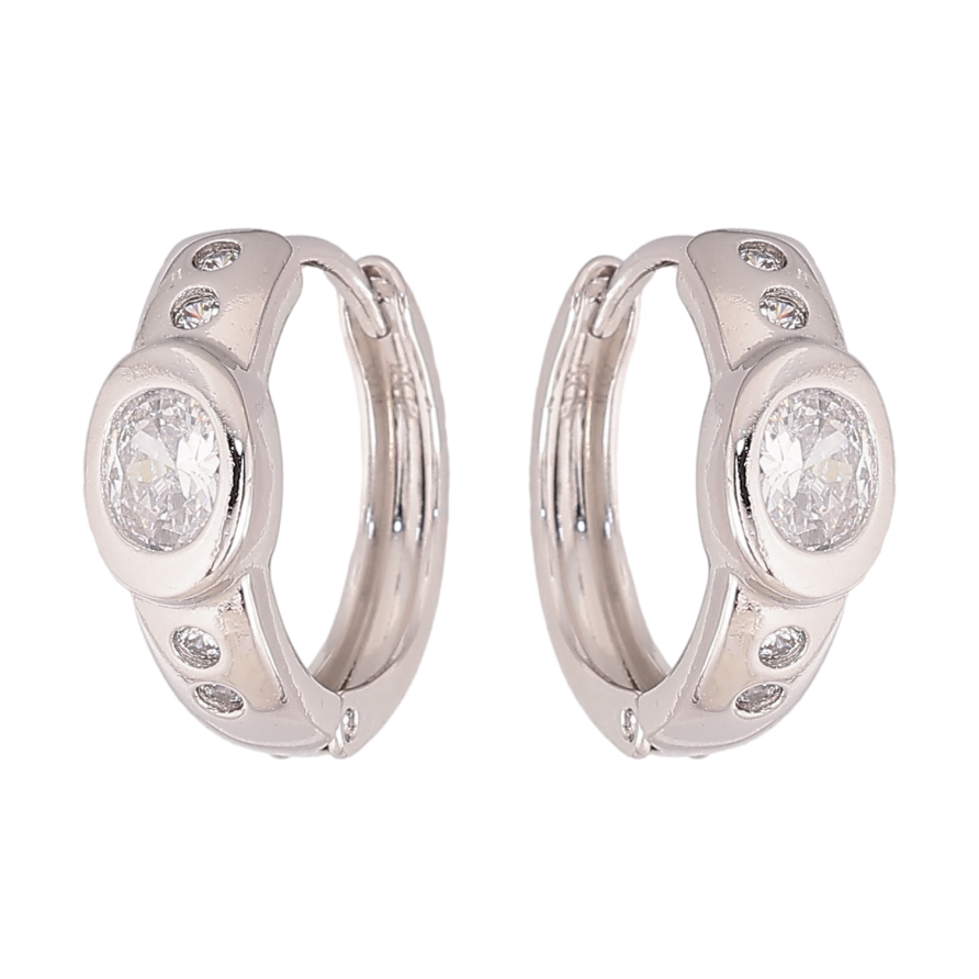 Сережки Xuping колір Родій колечка "Візерунок з кристалами" фото №1