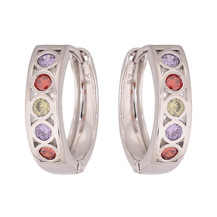 Сережки Xuping колір Родій колечка "Візерунок з кольоровими кристалами" фото №13