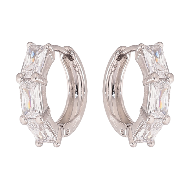 Сережки Xuping колір Родій колечка "Дорожки кристалів" фото №19