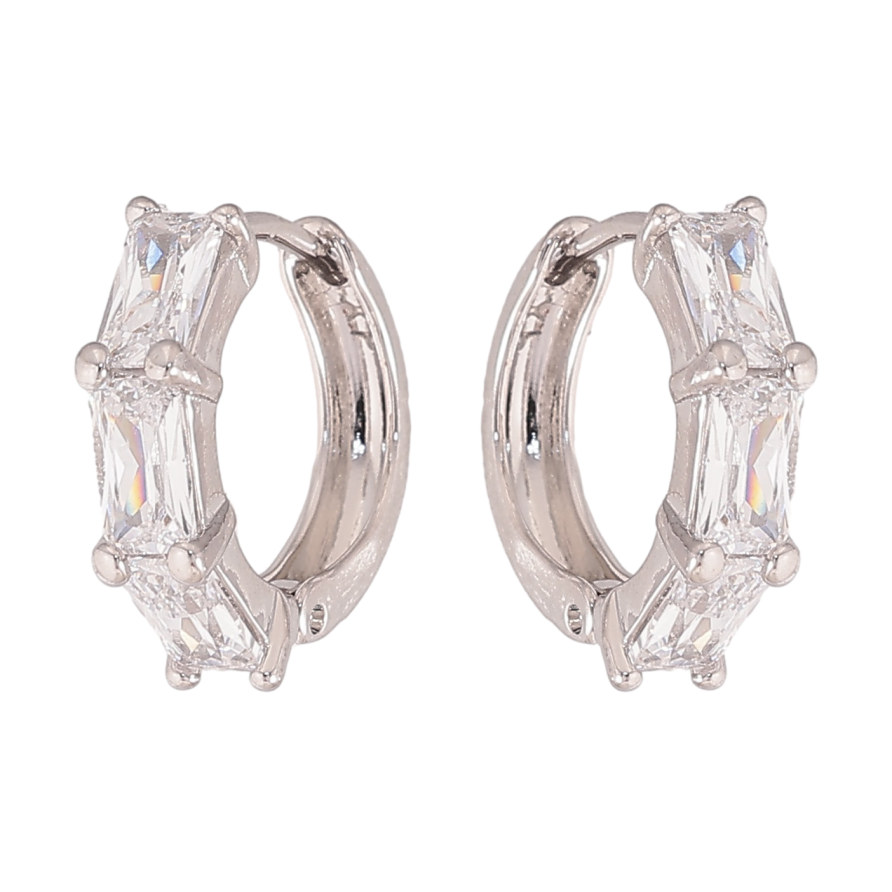 Сережки Xuping колір Родій колечка "Дорожки кристалів" фото №1