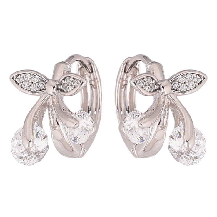 Серьги Xuping цвет Родий колечки "Кристальные вишенки" фото №21