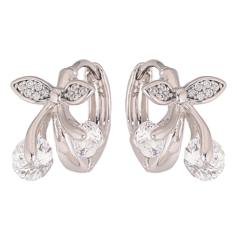 Сережки Xuping колір Родій колечка "Кристальні вишеньки" фото №2