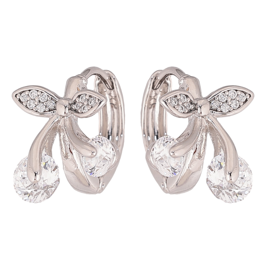 Серьги Xuping цвет Родий колечки "Кристальные вишенки" фото №1