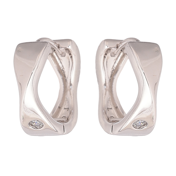 Серьги Xuping цвет Родий колечки "Узор с кристаллами" фото №19