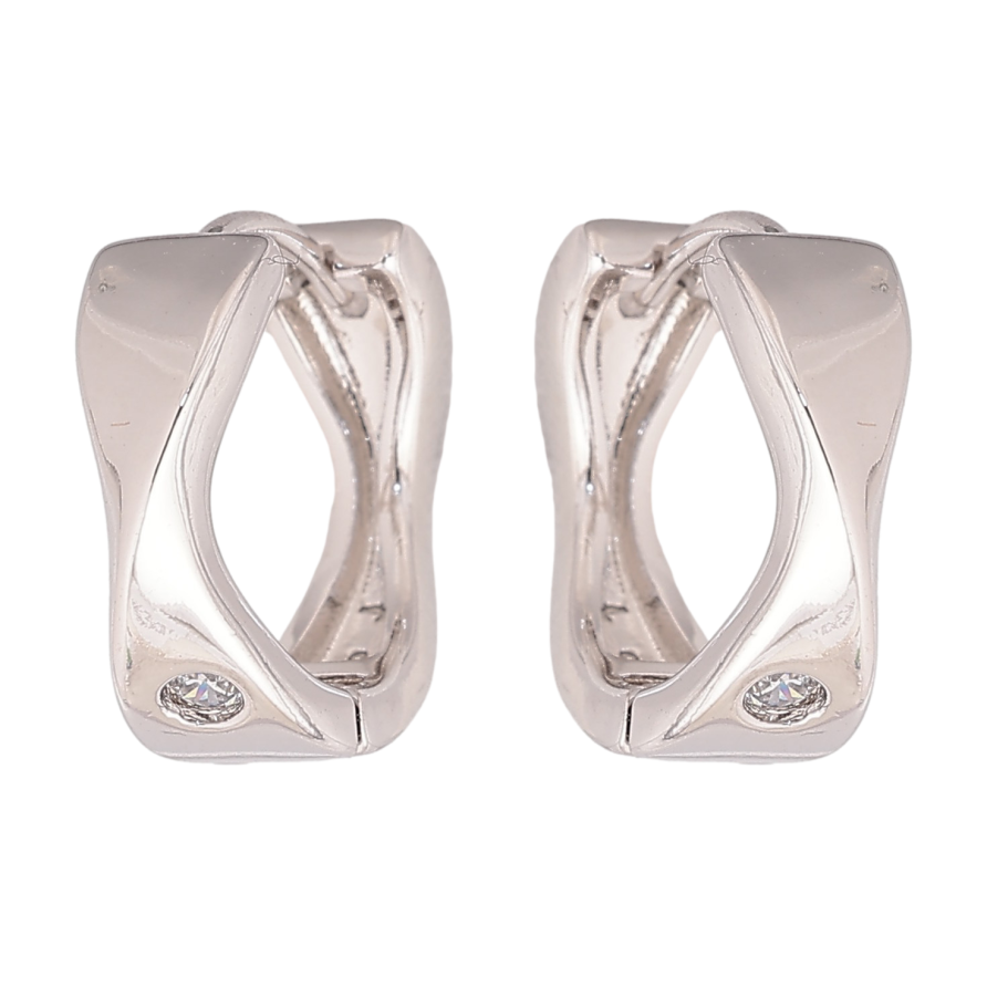 Серьги Xuping цвет Родий колечки "Узор с кристаллами" фото №1