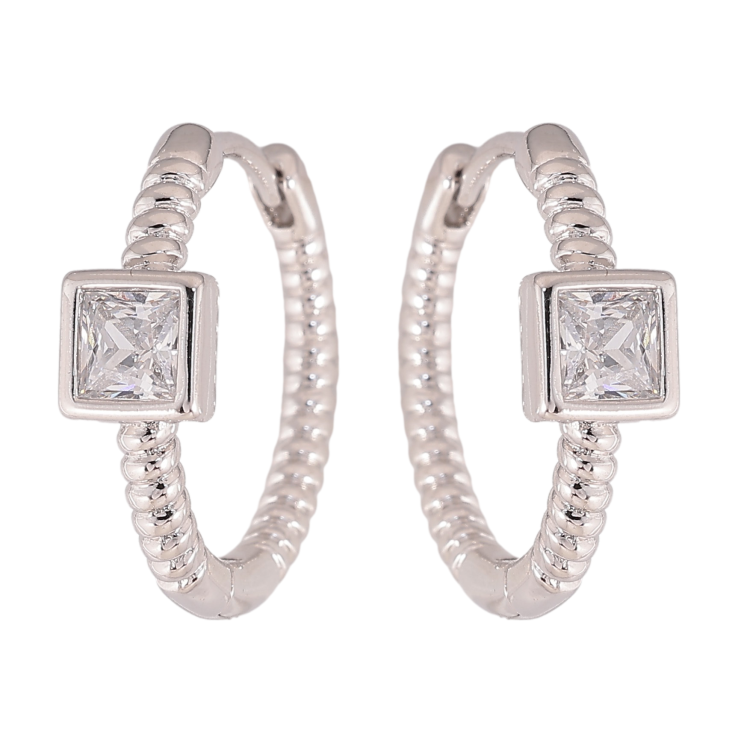 Серьги Xuping цвет Родий колечки "Узор с кристаллами" фото №15