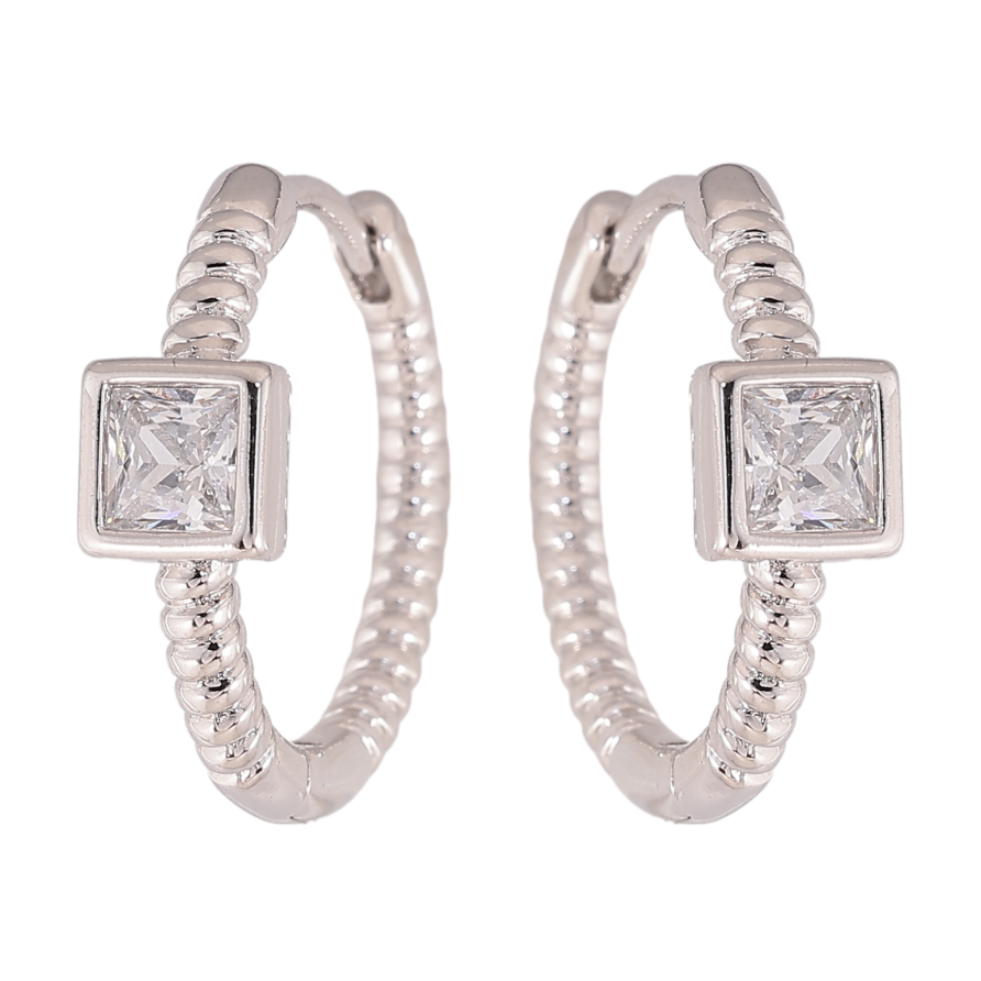 Серьги Xuping цвет Родий колечки "Узор с кристаллами" фото №1