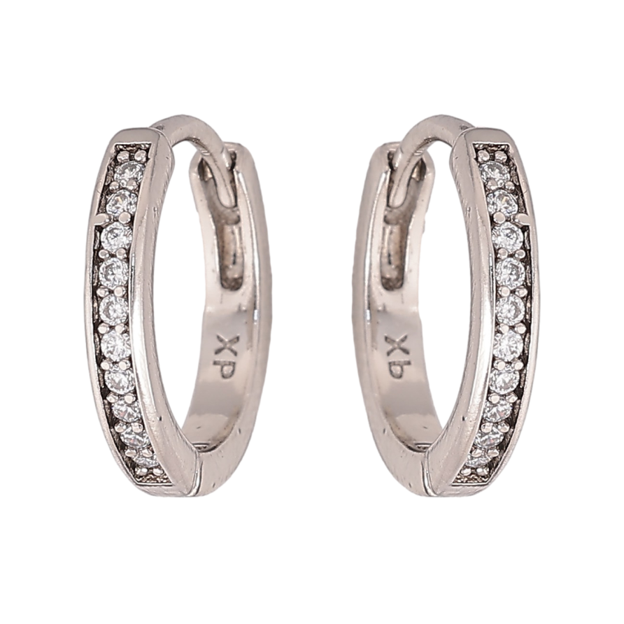 Серьги Xuping цвет Родий колечки "Дорожки кристаллов" фото №1