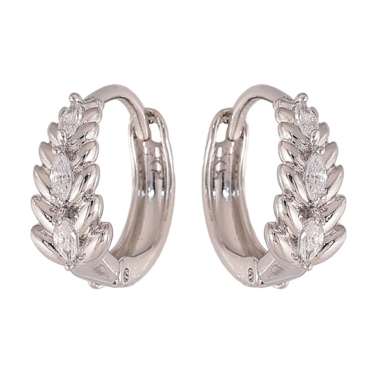 Серьги Xuping цвет Родий колечки "Узор с кристаллами" фото №9