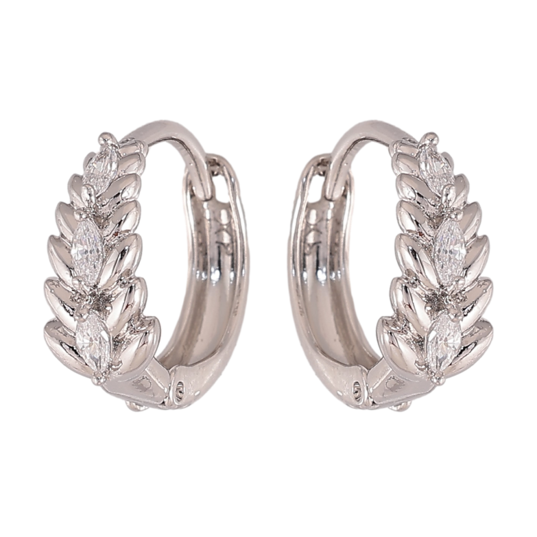 Серьги Xuping цвет Родий колечки "Узор с кристаллами" фото №1