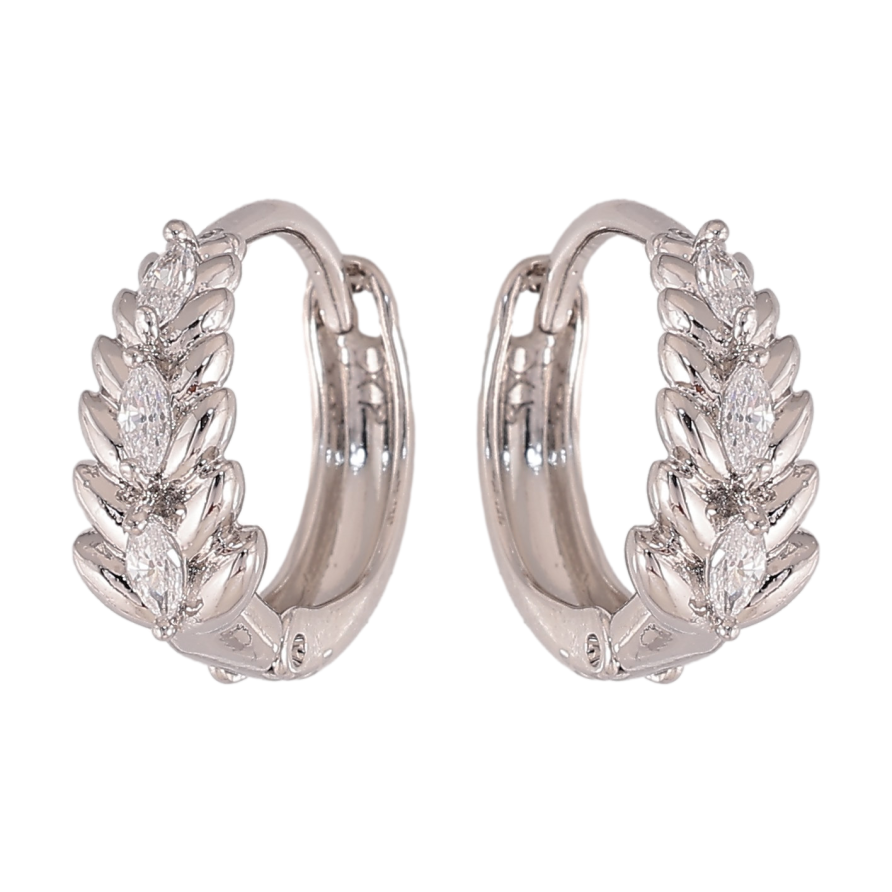 Серьги Xuping цвет Родий колечки "Узор с кристаллами" фото №1