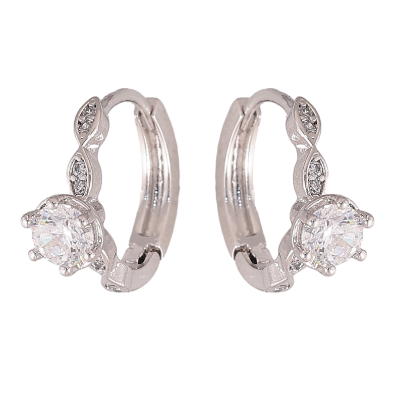 Серьги Xuping цвет Родий колечки "Узор с кристаллами" фото №1