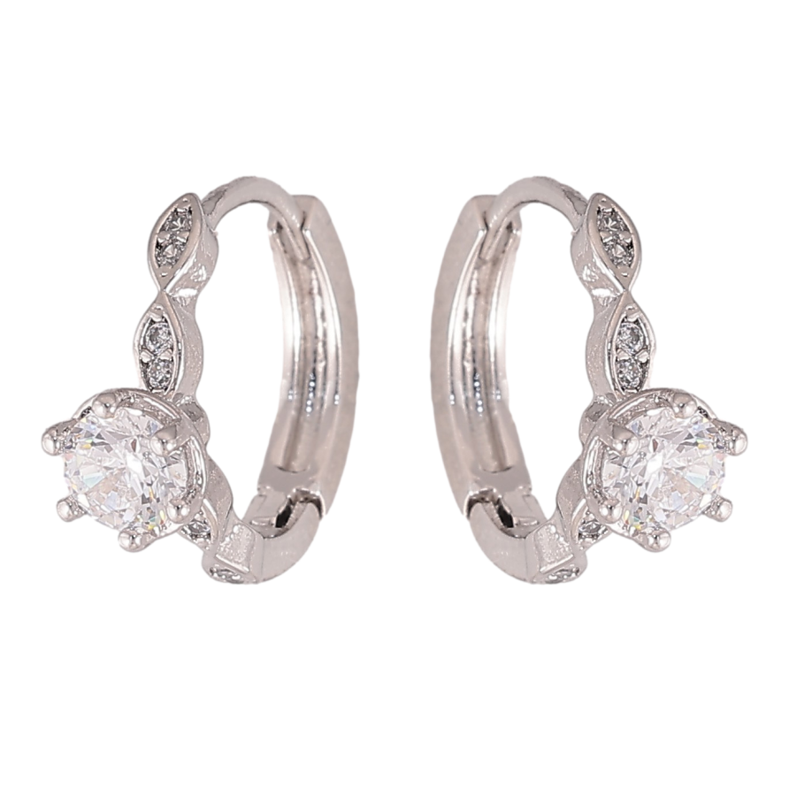 Серьги Xuping цвет Родий колечки "Узор с кристаллами" фото №1