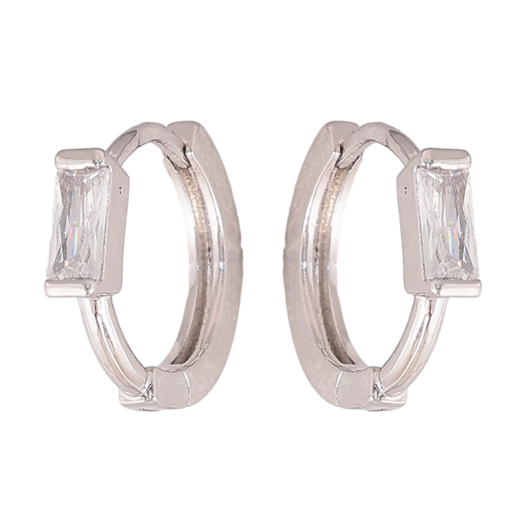 Серьги Xuping цвет Родий колечки "Узор с кристаллами" фото №4