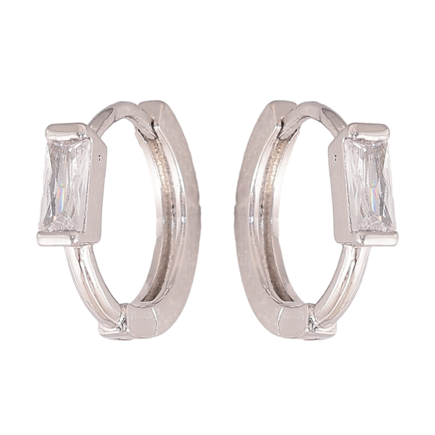 Серьги Xuping цвет Родий колечки "Узор с кристаллами" фото №1