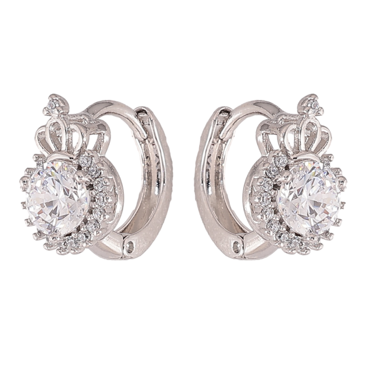 Серьги Xuping цвет Родий колечки "Узор с кристаллами" фото №2