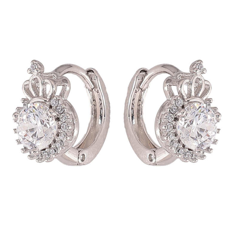 Серьги Xuping цвет Родий колечки "Узор с кристаллами" фото №3