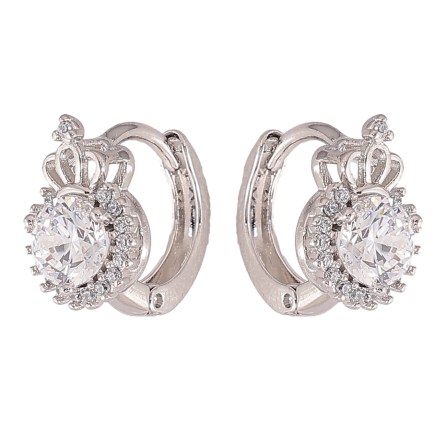 Серьги Xuping цвет Родий колечки "Узор с кристаллами" фото №1