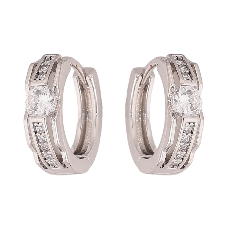 Сережки Xuping колір Родій колечка "Візерунок з кристалами" фото №21