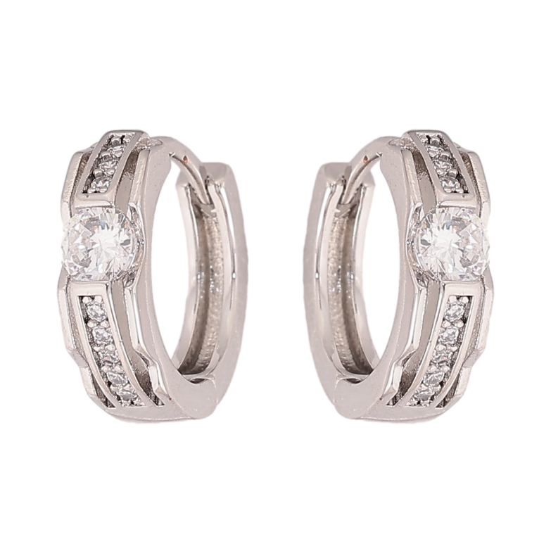 Серьги Xuping цвет Родий колечки "Узор с кристаллами" фото №3