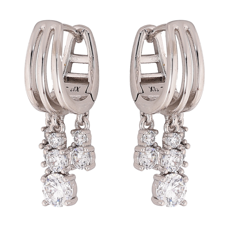 Сережки Xuping колір Родій підвіски на колечках "Кристальні підвіски" фото №13