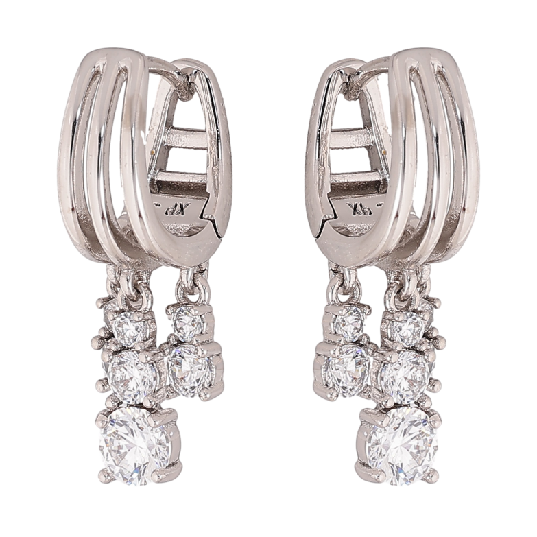 Сережки Xuping колір Родій підвіски на колечках "Кристальні підвіски" фото №1