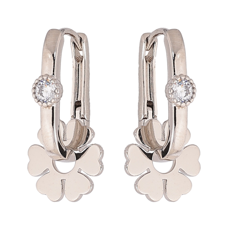 Серьги Xuping цвет Родий подвески на колечках "Цветочки" 2 в 1 фото №5