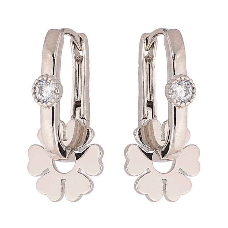 Серьги Xuping цвет Родий подвески на колечках "Цветочки" 2 в 1 фото №1