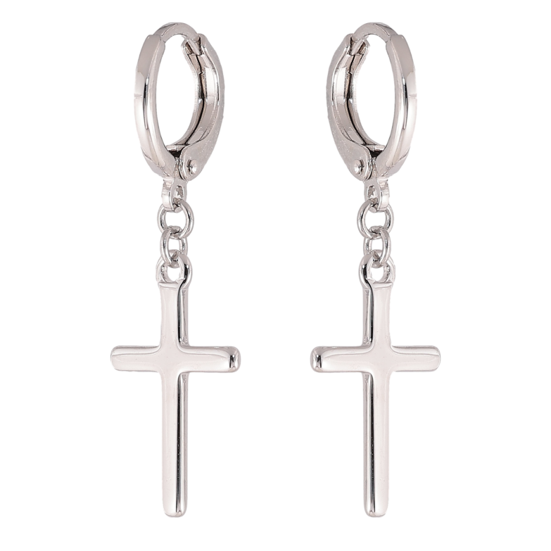 Серьги Xuping цвет Родий подвески на колечках "Крестики" фото №1
