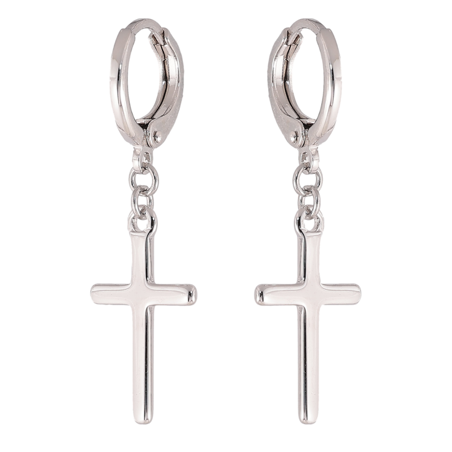 Серьги Xuping цвет Родий подвески на колечках "Крестики" фото №1