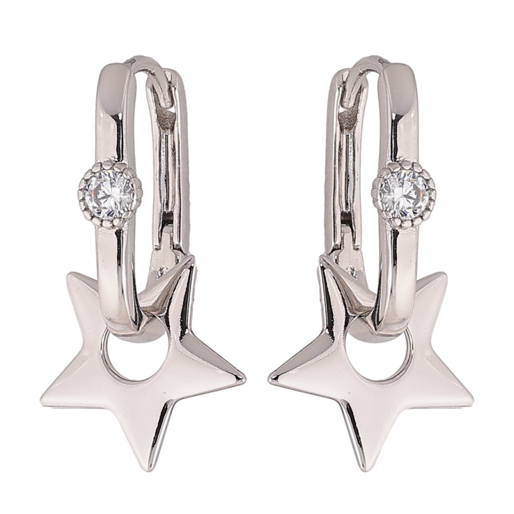 Серьги Xuping цвет Родий подвески на колечках "Звезды" 2 в 1 фото №7