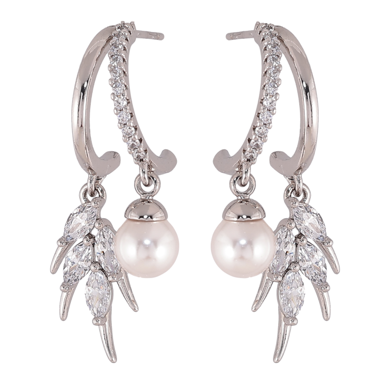 Сережки Xuping колір Родій пусети "Декоративні підвіски з кристалами та перлинами" фото №1 Сережки Xuping колір Родій пусети "Декоративні підвіски з кристалами та перлинами" фото №1