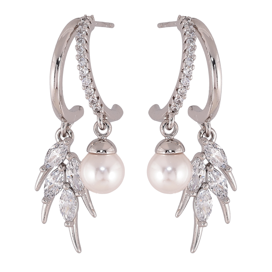 Сережки Xuping колір Родій пусети "Декоративні підвіски з кристалами та перлинами" фото №1 Сережки Xuping колір Родій пусети "Декоративні підвіски з кристалами та перлинами" фото №1